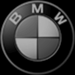 značka BMW černobílá