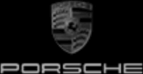 značka Porsche černobílá