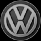 značka Volkswagen černobílá